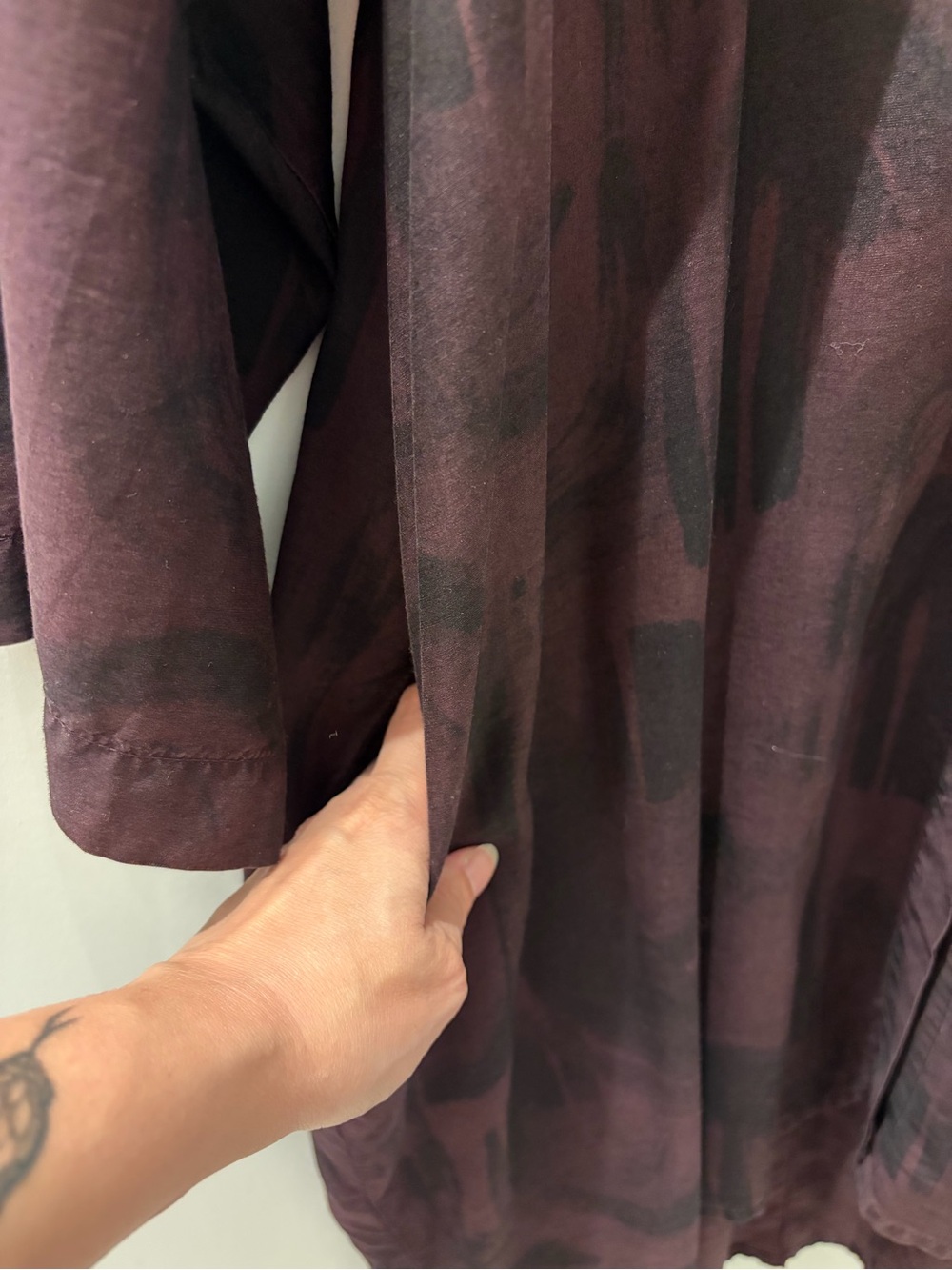 SOLD GRIZAS Bamboo Silk Shirt Dress Sz L | Oversized Pocket Tunic - Picture 4 of 7